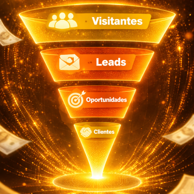 Funil de vendas iluminado e dinâmico